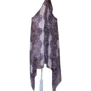 Vintage Purple Paisley Pashmina Scarf Boho Floral Patterned Shawl Wrap Oversized